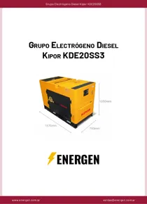 Grupo Electrógeno Diesel Kipor KDE20SS3 - Ficha Técnica