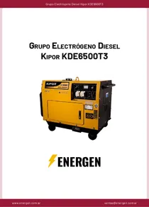 Grupo Electrógeno Diesel Kipor KDE6500T3 - Ficha Técnica