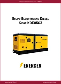 Grupo Electrógeno Diesel Kipor KDE85S3 - Ficha Técnica