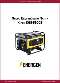 Grupo Electrógeno Nafta Kipor KGE6500E - Ficha Técnica