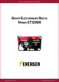 Grupo Electrógeno Nafta Honda ET12000 - Ficha Técnica