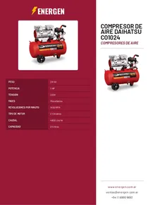 Compresor de Aire Daihatsu CO1024 - Folleto