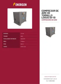 Compresor de Aire de Tornillo Logus SV-10 - Folleto