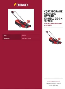 Cortadora de Césped a batería Einhell GE-CM 18/30 Li - Folleto