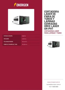 Cortadora  Láser de Fibra de Tubos y Láminas Cerradas Oree Laser OR-PHT - Folleto
