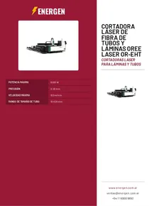 Cortadora Láser de Fibra de Tubos y Láminas Oree Laser OR-EHT - Folleto