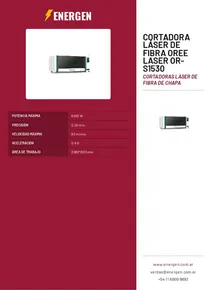 Cortadora Láser de Fibra Oree Laser OR-S1530 - Folleto