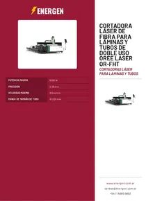 Cortadora Láser de Fibra para Láminas y Tubos de Doble Uso Oree Laser OR-FHT - Folleto