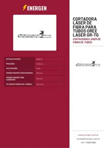 Cortadora Láser de Fibra para Tubos Oree Laser OR-TG - Folleto