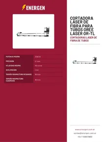 Cortadora Láser de Fibra para Tubos Oree Laser OR-TL - Folleto