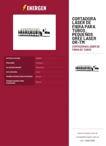 Cortadora  Láser de Fibra para Tubos Pequeños Oree Laser OR-TM - Folleto