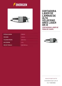 Cortadora Láser de Láminas de Alta Velocidad Oree Laser OR-H - Folleto