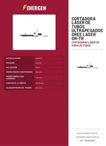 Cortadora Láser de Tubos Ultrapesados Oree Laser OR-TR - Folleto