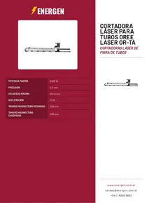 Cortadora Láser para Tubos Oree Laser OR-TA - Folleto