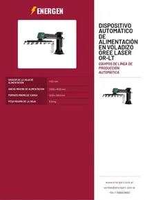Dispositivo Automático de Alimentación en Voladizo Oree Laser OR-LT - Folleto