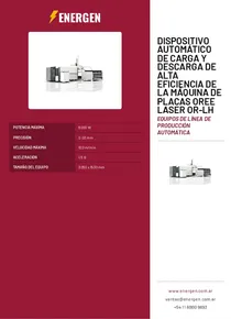 Dispositivo Automático de Carga y Descarga de Alta Eficiencia de la Máquina de Placas Oree Laser OR-LH - Folleto