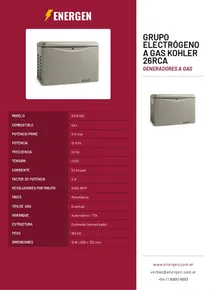 Grupo Electrógeno a Gas Kohler 26RCA - Folleto