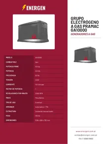 Grupo Electrógeno a Gas Pramac GA10000 - Folleto