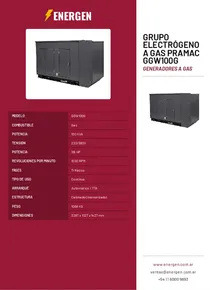 Grupo Electrógeno a Gas Pramac GGW100G - Folleto