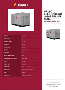Grupo Electrógeno a Gas Pramac GL027 - Folleto