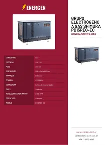 Grupo Electrógeno a Gas Shimura PD15REG-EC - Folleto