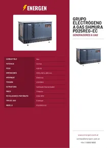 Grupo Electrógeno a Gas Shimura PD25REG-EC - Folleto