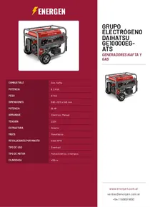 Grupo Electrógeno Daihatsu GE10000EG-ATS - Folleto