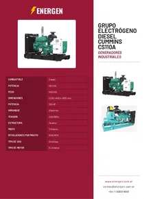 Grupo Electrógeno Diesel Cummins CS110A - Folleto