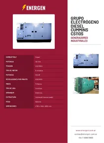 Grupo Electrógeno Diesel Cummins CS110S - Folleto