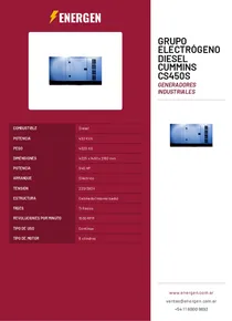 Grupo Electrógeno Diesel Cummins CS450S  - Folleto