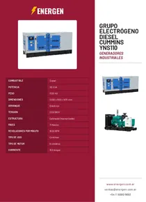 Grupo Electrógeno Diesel Cummins YNS110 - Folleto