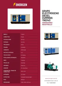 Grupo Electrógeno Diesel Cummins YNS143 - Folleto