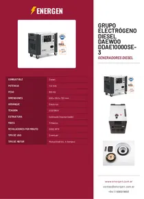 Grupo Electrógeno Diesel Daewoo DDAE10000SE-3 - Folleto