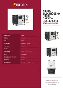 Grupo Electrógeno Diesel Daewoo DDAE10000SE - Folleto