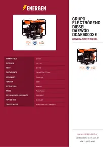 Grupo Electrógeno Diesel Daewoo DDAE9000XE - Folleto