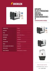 Grupo Electrógeno Diesel Daewoo DDAE9000SSE-3 - Folleto