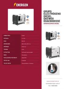 Grupo Electrógeno Diesel Daewoo DDAE9000SSE - Folleto