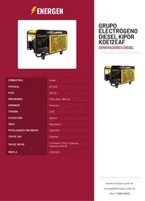 Grupo Electrógeno Diesel Kipor KDE12EAF - Folleto