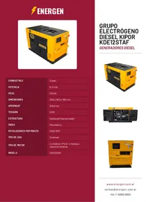 Grupo Electrógeno Diesel Kipor KDE12STAF - Folleto