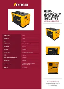 Grupo Electrógeno Diesel Kipor KDE12STAF3 - Folleto