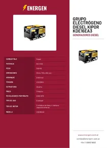 Grupo Electrógeno Diesel Kipor KDE16EA3 - Folleto