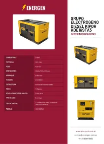 Grupo Electrógeno Diesel Kipor KDE16STA3 - Folleto