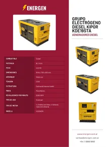 Grupo Electrógeno Diesel Kipor KDE19STA - Folleto