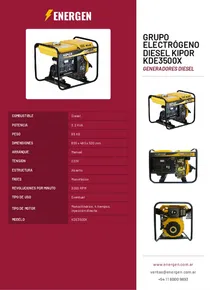 Grupo Electrógeno Diesel Kipor KDE3500X - Folleto