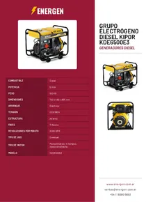 Grupo Electrógeno Diesel Kipor KDE6500E3 - Folleto