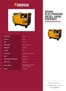 Grupo Electrógeno Diesel Kipor KDE6500T - Folleto