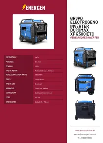 Grupo Electrógeno Inverter DuroMax XP12500iETC - Folleto