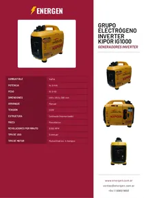 Grupo Electrógeno Inverter Kipor IG1000 - Folleto