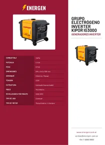 Grupo Electrógeno Inverter Kipor IG3000 - Folleto