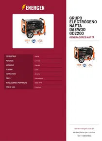 Grupo Electrógeno Nafta Daewoo GD2200 - Folleto